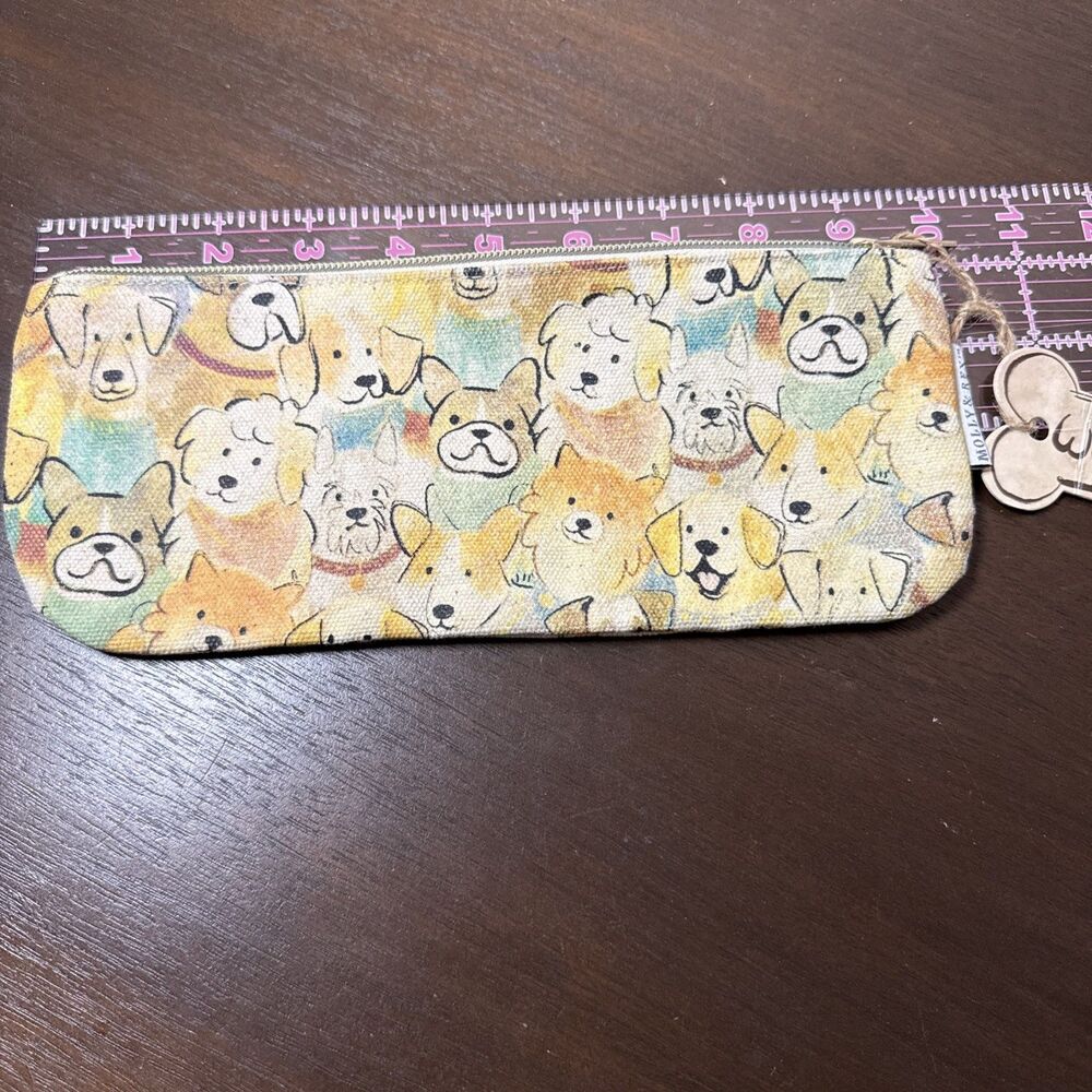 Molly & Rex Travel Zipper  Pouch Canvas Pencil Bag Accessory With Dogs Puppies - Picture 10 of 10